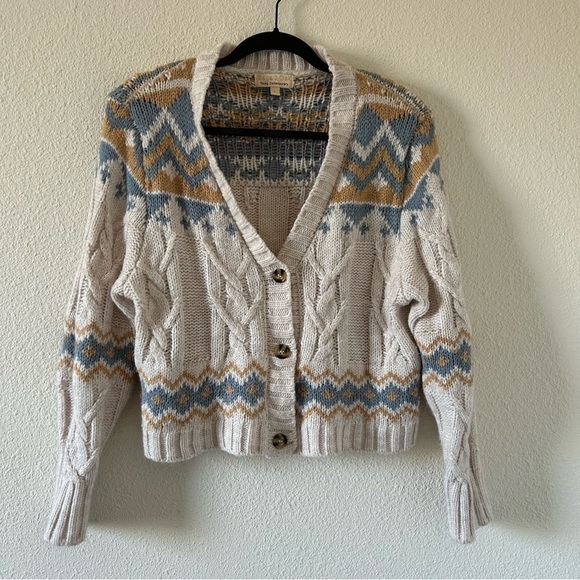 Sage & Oak Sweaters - Sage & Oak Women’s Knit Cardigan Large Cream Beige Southwestern Preppy Western